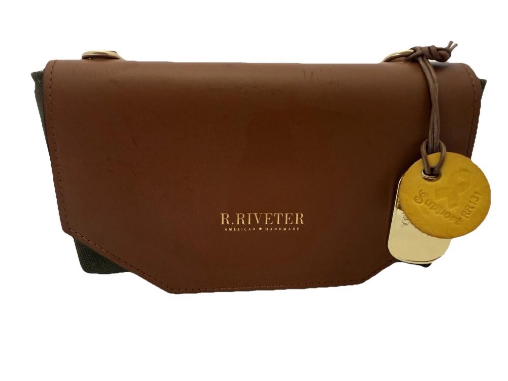 R. Riveter Canvas Leather Clutch Pouch Handbag Utility Zipper Bag Camo Green